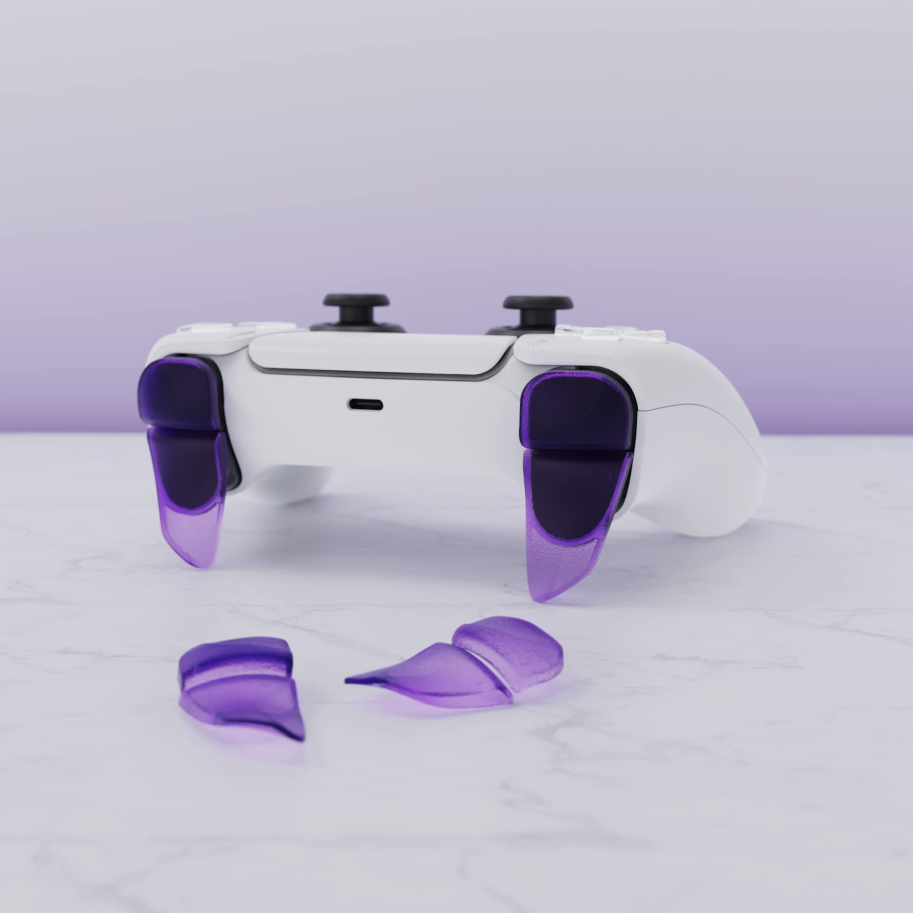 PlayVital Blade 2 Pairs Shoulder Buttons Extension Triggers for ps5 Controller, Game Improvement Adjusters for PS Portal Remote Player, Bumper Trigger Extenders for ps5 Edge - Clear Atomic Purple - 4