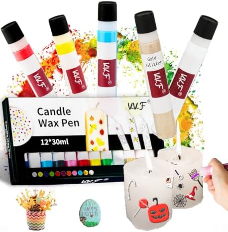 VVF Candle Wax Pen Set – 12 Vibrant Colors with Glitter Pens for ...