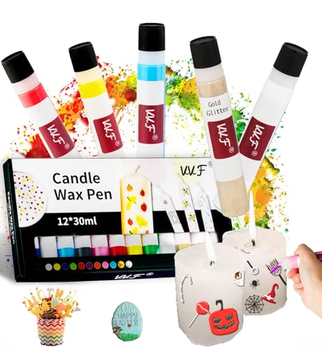VVF Candle Wax Pen Set 12 Vibrant Colors with Glitter Pens for Fun DIY Candle Painting Kit Candle Making Crafts Holiday & Party Decorations