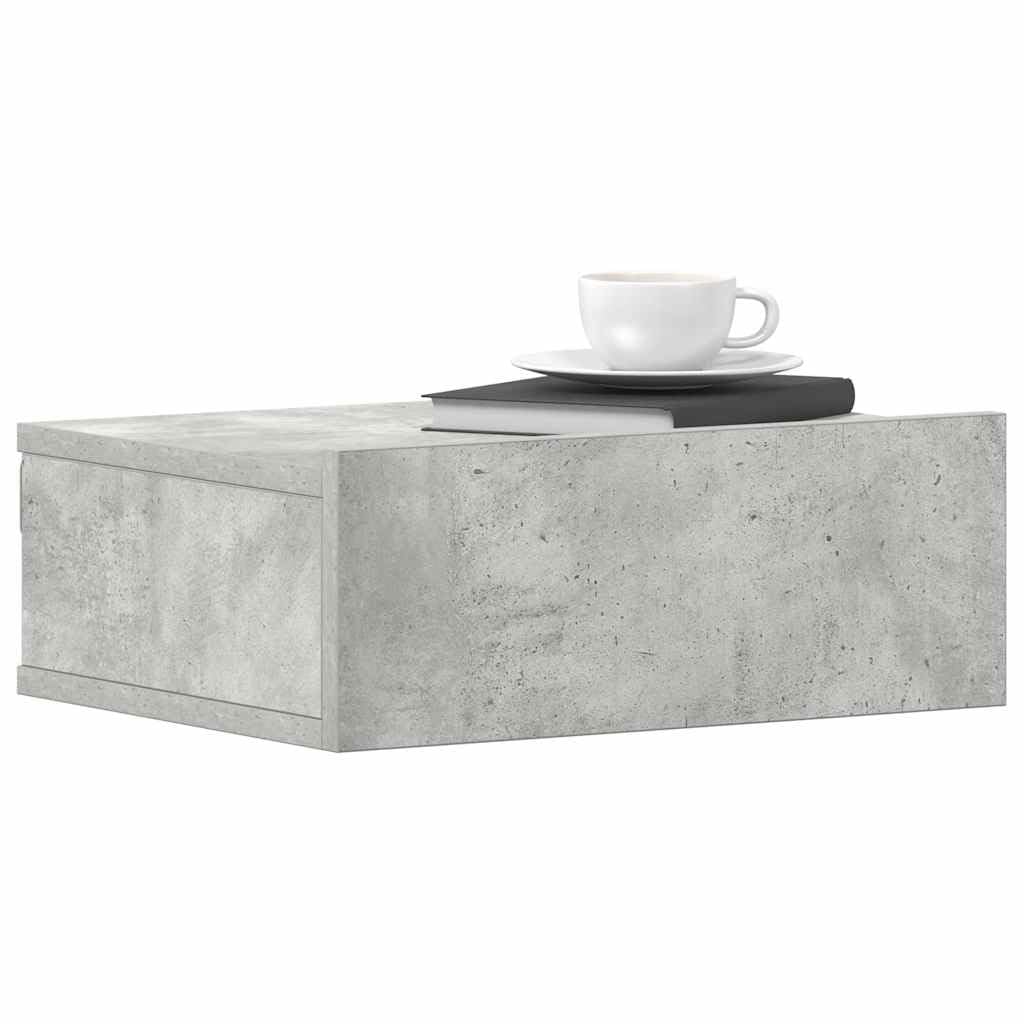 2 comodini sospesi, grigio cemento, 40 x 30 x 15 cm, materiale in legno, comodini da parete sospesi, per camera da letto, pratico tavolino