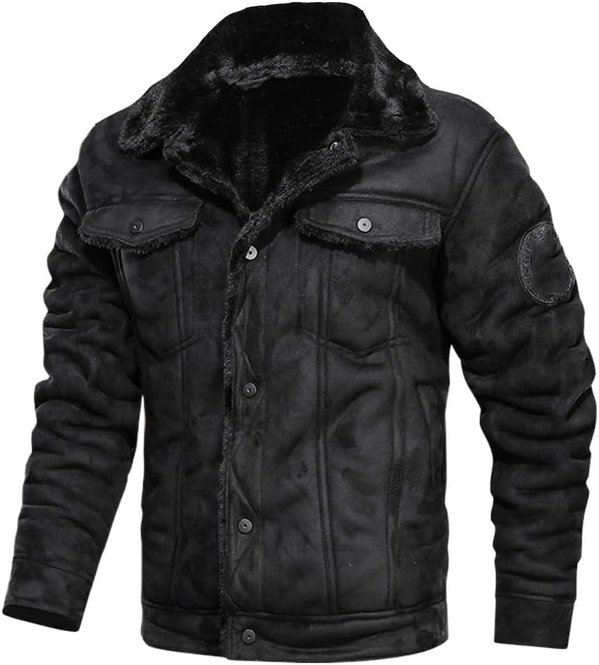 Collar Jacket, Winter Casual Loose, men's Plush Thickened