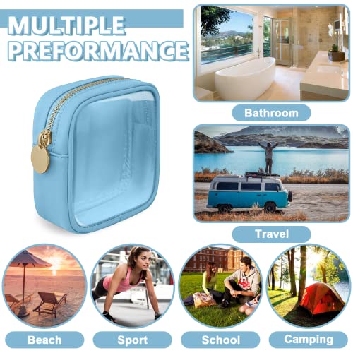 Uixizq Clear Mini Makeup Bag For Purse, Small Nylon&Pvc Cosmetic Travel Bag Tsa Approved Toiletry Bag With Zipper, Preppy Transparent Makeup Travel Bag Coin Purse For Women Men Girls(Mini-Blue) #TOP4