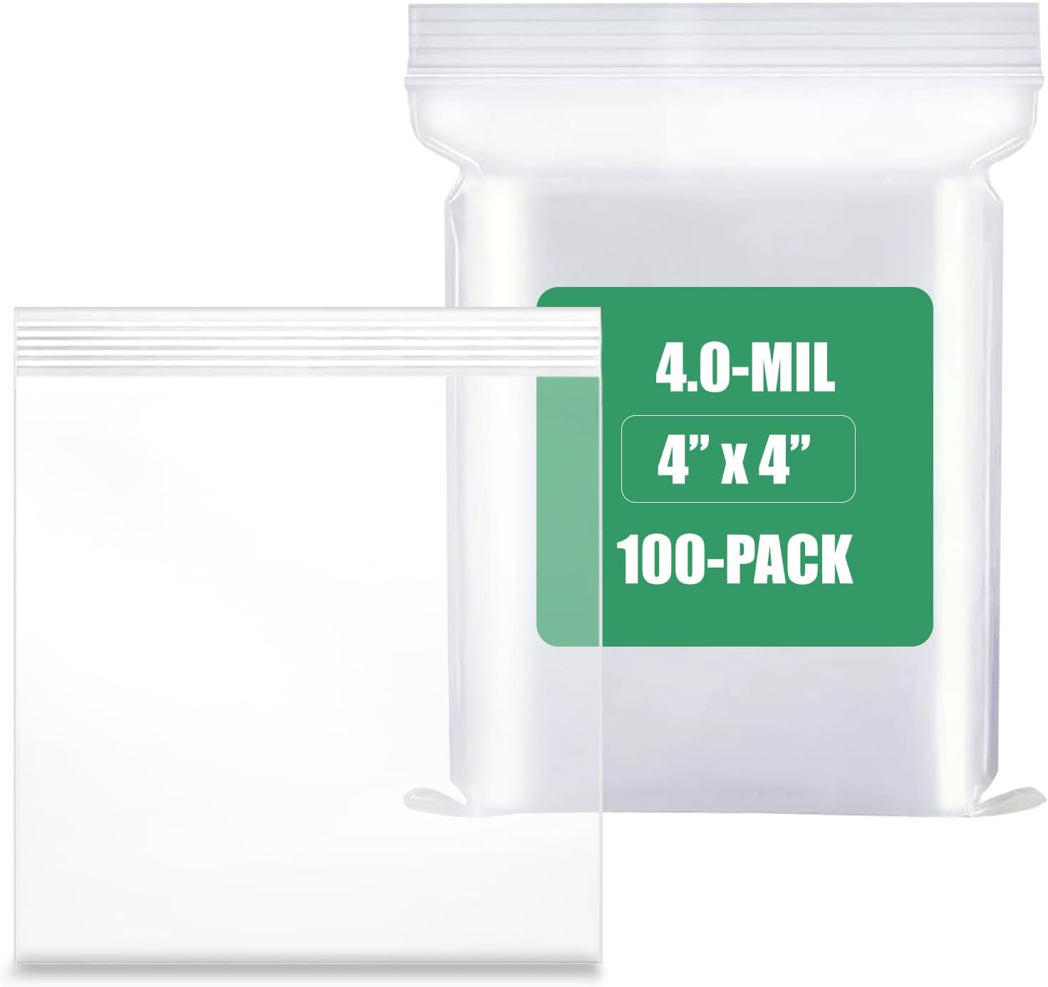 100Count, (4" x 4") 4 Mil Thickness Clear Zipper