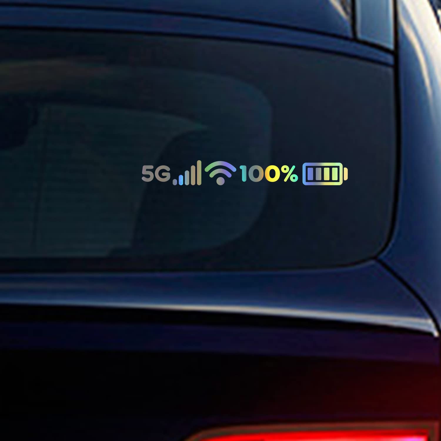 Sygnał 5G WiFi znak pełnej baterii śmieszne naklejki na samochody, naklejki na okno samochodu stylizacja naklejki pojazdu unikalna dekoracyjna naklejka na tylną szybę samochodu elektryczne lustro dekoracja domu, laser