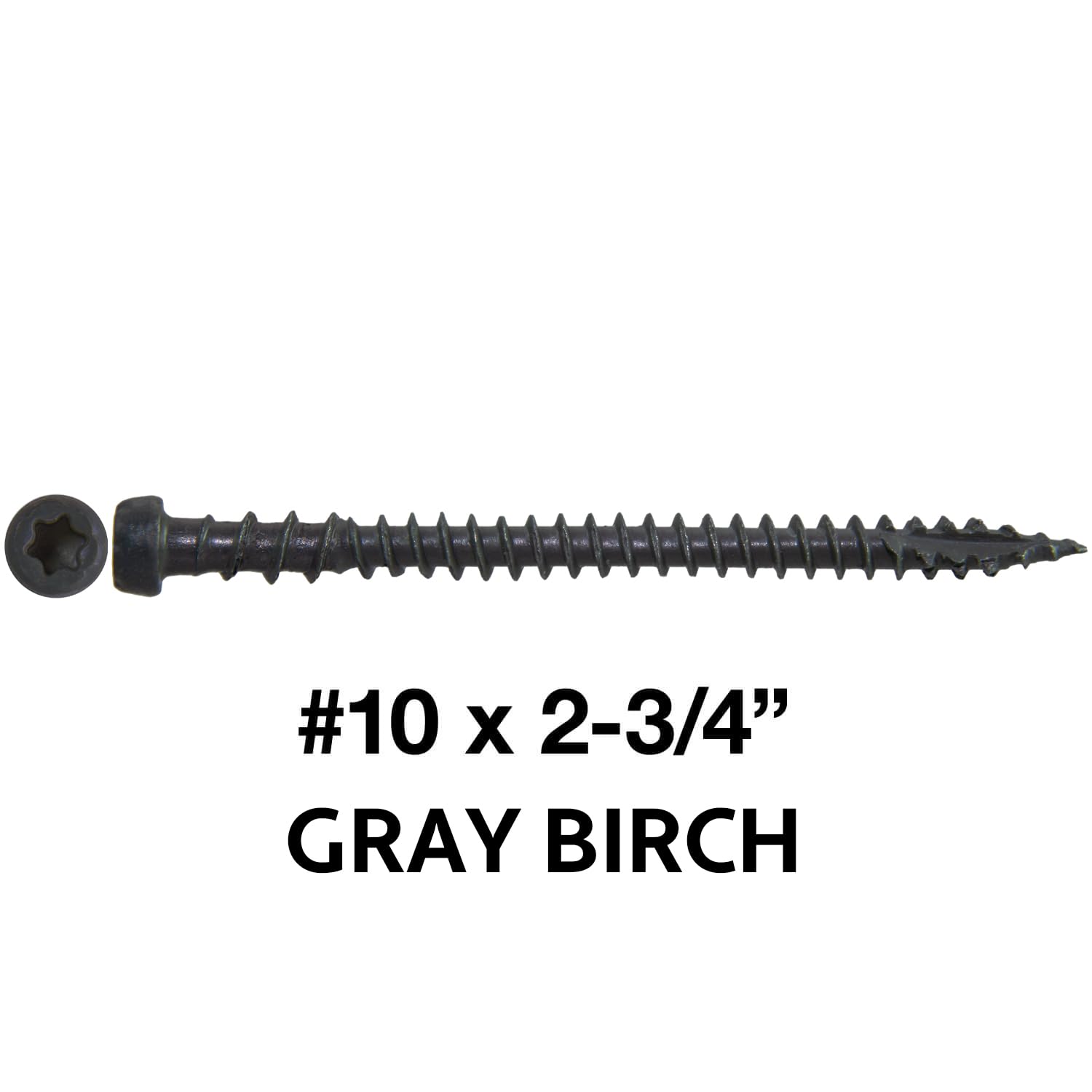 # 10 tornillos de madera revestidos exteriores de 2 a 3/4 pulgadas Winchester Grey (Yosemite, Caribou) Tornillo de madera con revestimiento exterior Torx/Star Drive Head (5 lbs ~ 350 tornillos