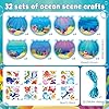 Kosiz 32 Sets Under The Sea Crafts Kits Make Your Own Ocean Animals Sticker Scenes DIY Sea Life Cards Fish Stickers for Classroom Activity Supplies Summer Crafts Underwater Party Favors #1