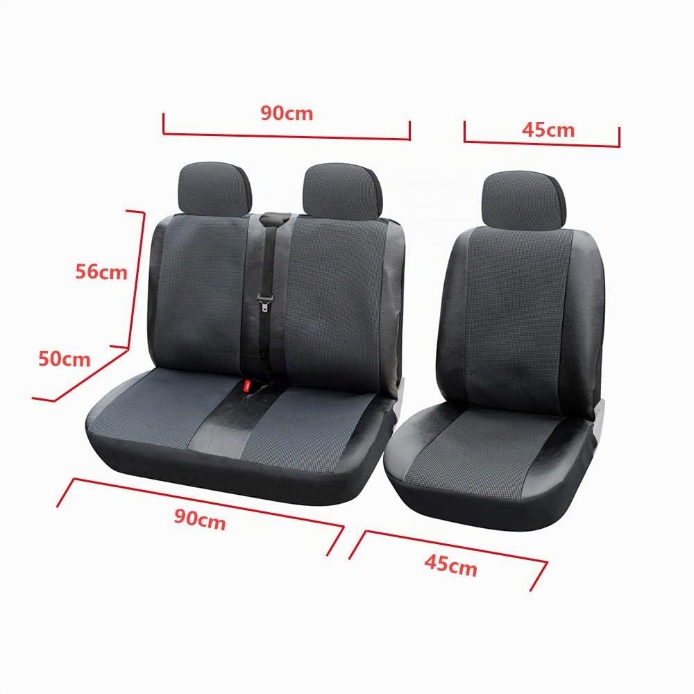 TOYOUN Sitzbezüge Auto für Transporter Vordersitze 2+1 Universal Schonbezüge Sitzschoner Auto für Fahrersitz + 2er Beifahrersitzbank Autositzbezüge Kunstleder Stoff Spleißen, Grau