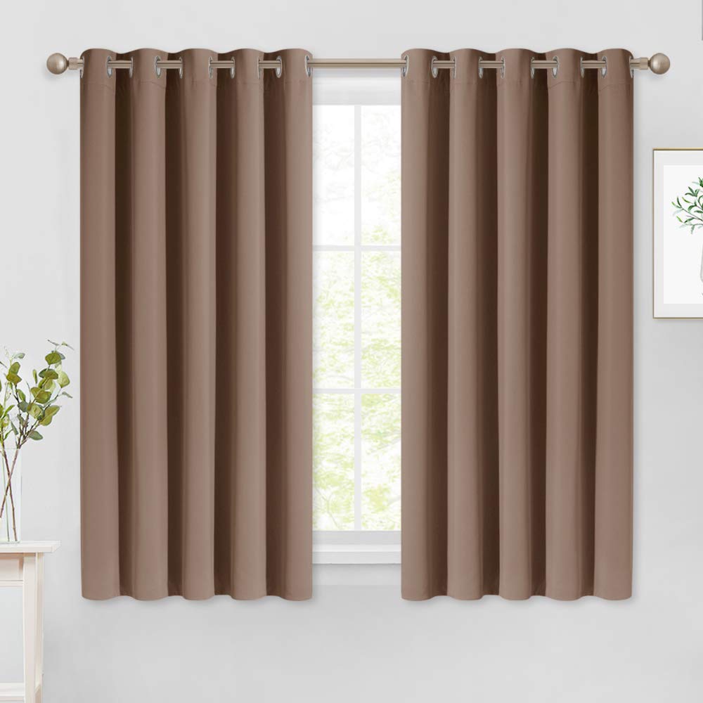 NICETOWN Blackout Window Curtains and Drapes for Kitchen, Window Treatment Thermal Insulated Solid Grommet Blackout Drapery Panels (Set of 2, 70 by 54 inches, Cappuccino)