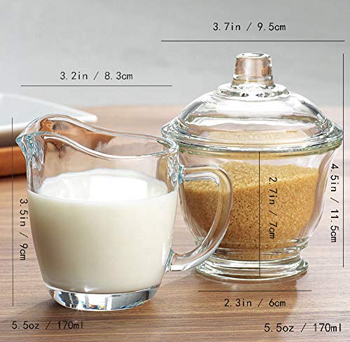 FUYU Glass Creamer and Sugar Set with Lid, Coffee Serving Set