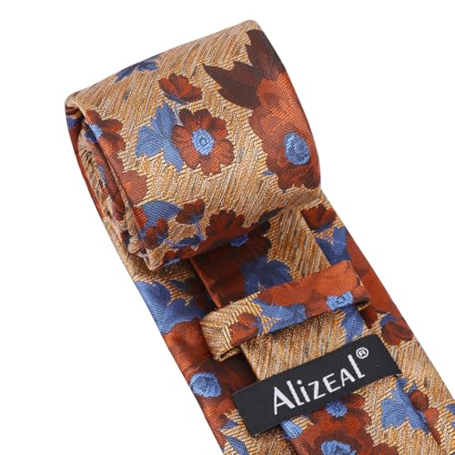 Image of Alizeal Mens 3.15'' Colorful Flower Pattern and handkerchief Necktie Set