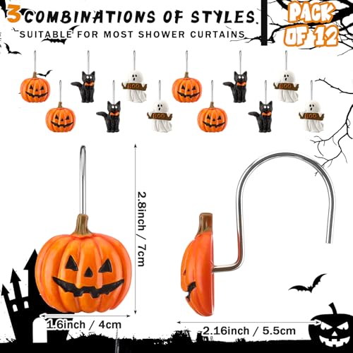 Colingmill 12 Pcs Halloween Cat Ghost Pumpkin Shower Curtain Hooks by Colingmill - Used condition - Image 2