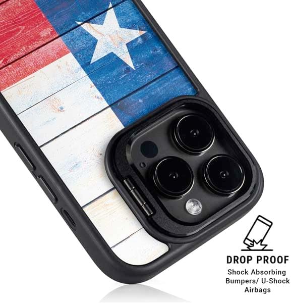 Skinit Kickstand Phone Case Compatible with iPhone 16 Pro Max - Texas Flag Light Wood Design