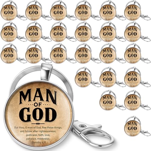 Image of 50 Pcs Christian Gifts for Father Day Man of God Keychains Bulk Religious Bible Verse Gift for Men Pastors Church (Vintage)