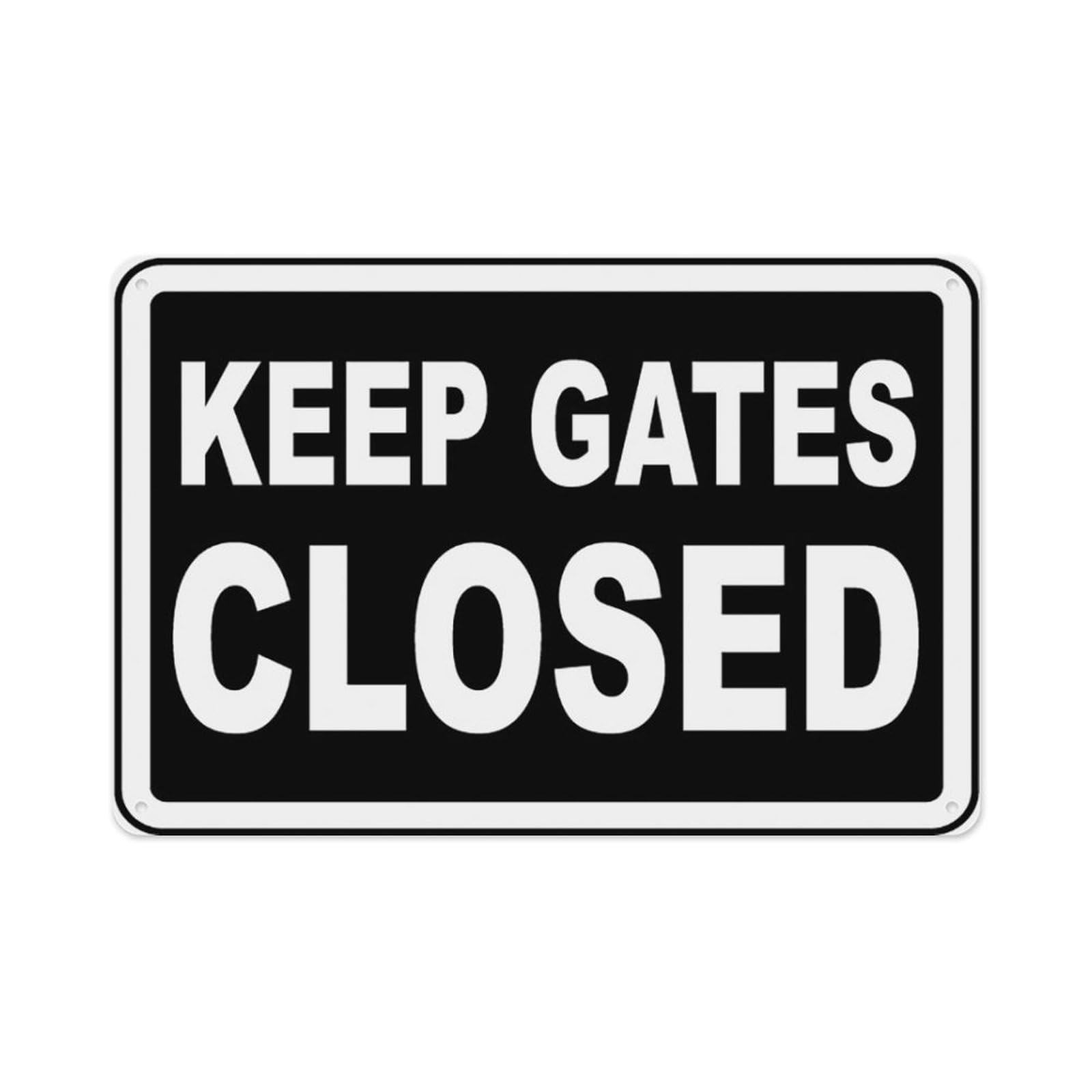 peiyeety Keep Gates Closed Sign Aluminum Tin Warning Signs For Home Outdoor Garden 8X12 Inches