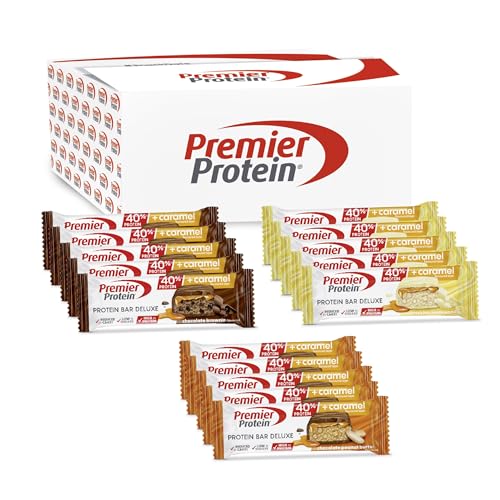 Premier Protein - Protein Bar Deluxe 40% - Multiflavourbox - 15x50g - Low sugar - Low Carb - palmölfrei