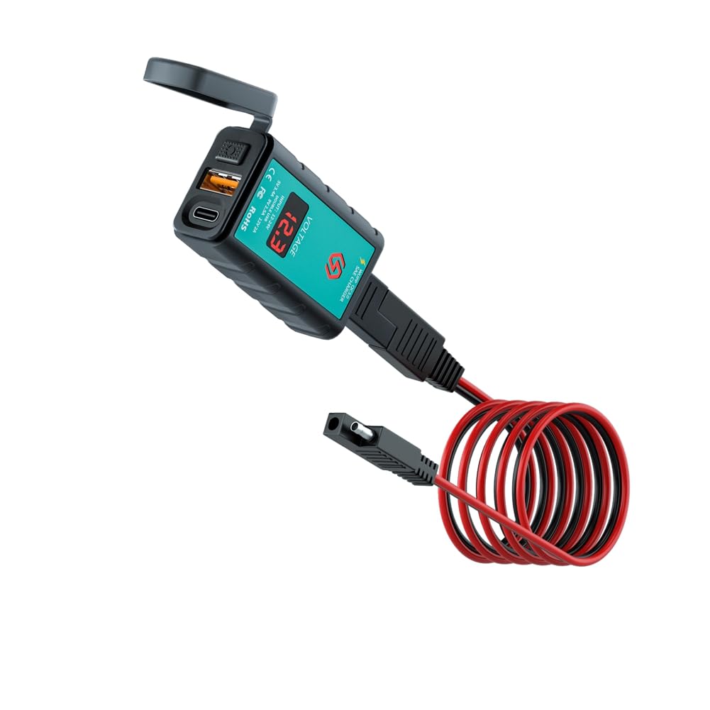 Cargador USB Tipo C con carga rápida y voltímetro digital para coche 8
