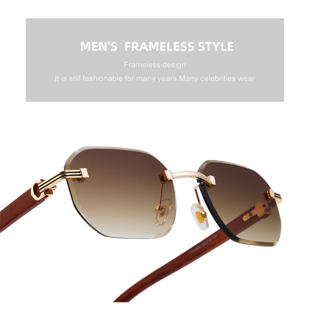Okulary przeciwsłoneczne Vintage Square Rimless Men, modne okulary punkowe bezramkowe UV400