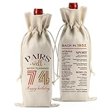 FBCCZEY Funny 74th Birthday Gifts for Women Men 74 Year Old Gifts for Women Wine Bag Happy Anniversary 74th Birthday Party Supplies Decorations Back in 1952 Wine Bags - 2026