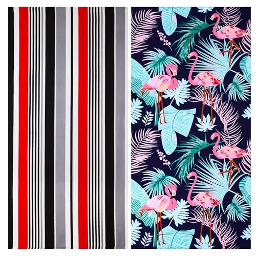 2 Packs Oversized Beach Towel Set Extra Large Big XL Pool Camping Swim Clearance Towels 36x72 Soft Blanket Cruise Essentials Accessories Must Haves Vacation Necessities Adult Gifts Stripe Palm