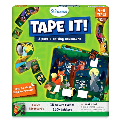 Skillmatics Puzzle Activity - Tape It Animals 150+ Easy-Tear Stickers Art & Craft Kit Educational Fine Motor Skills & Travel Toy Gift for Kids Ages 4 5 6 7 8