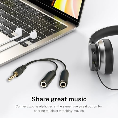 Image of 3.5mm Audio Jack Splitter Cable Adapter, Stereo Male to Dual Female Headphone & Mic Y Splitter, AUX Extension Cord for Mobile, Laptop, PC, Tablet - Colors May Vary