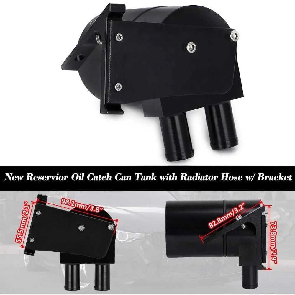 Kit de tanque de depósito de lata de captura de aceite con manguera de radiador de silicona, Compatible con Bmw N20/N26 (negro) depósito de dirección asistida