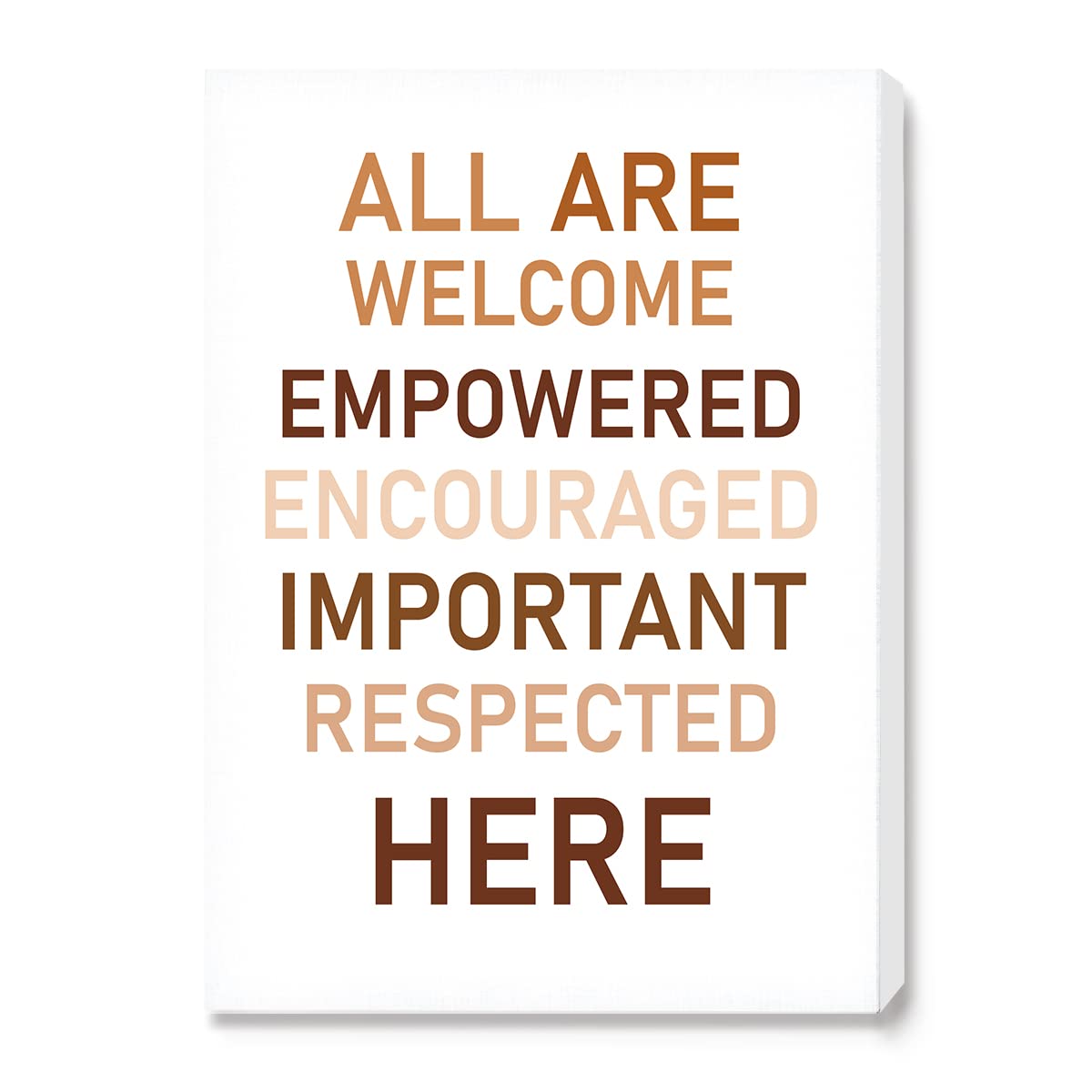 Diversity Education Canvas Wall Art-All Are Welcome Positive Quote Poster Canvas Prints Framed Wall Art Painting Ready to Hang for Classroom/Nursery/School Decor-12 x 15 Inches