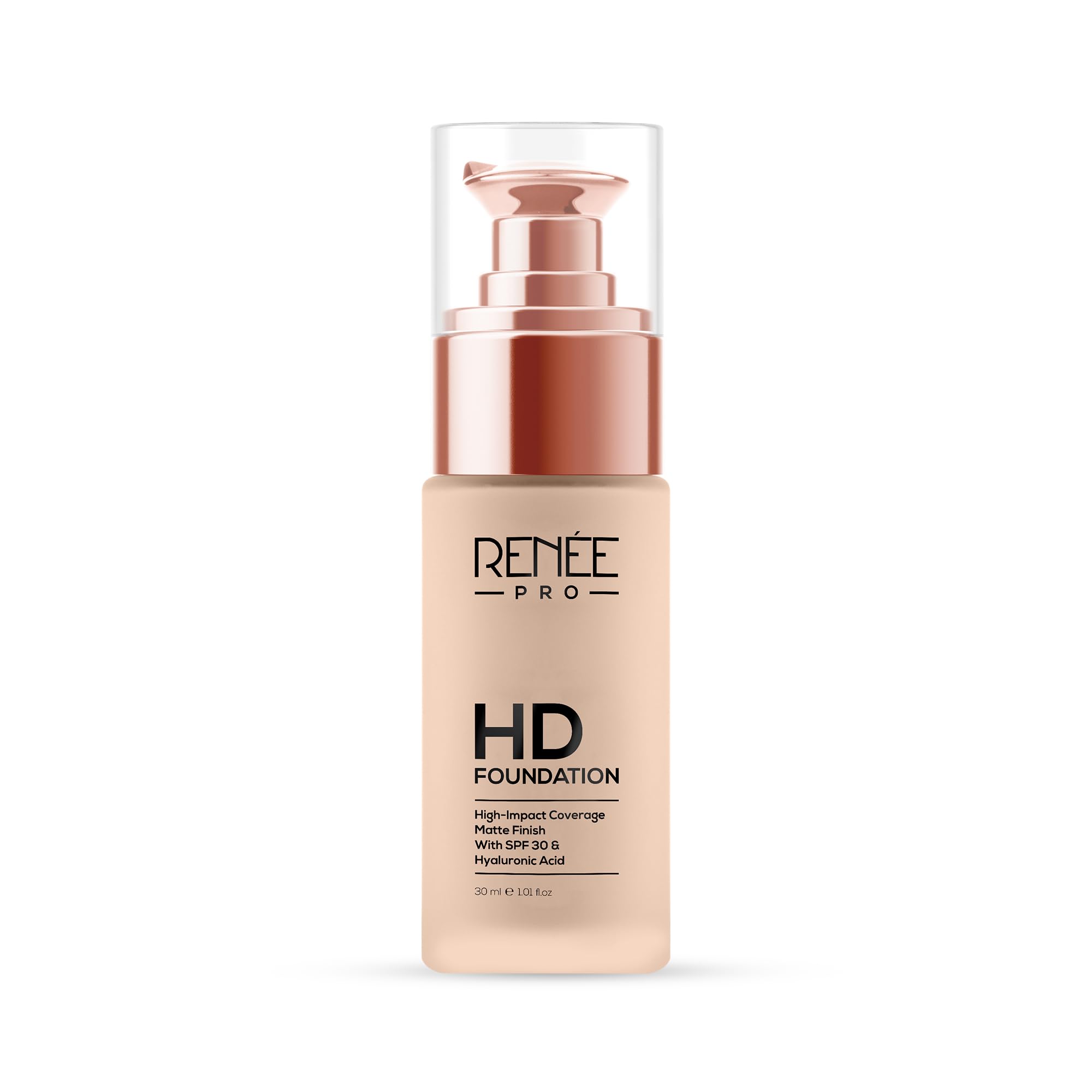 PRO HD Full Coverage Liquid All Skin Typ Foundation - Oak, Seamless HD Coverage with Matte Finish | SPF30 | Weightless & Long Lasting | Enriched with Aloe, Coffee, Chamomile & Vitamin E, 30 Ml