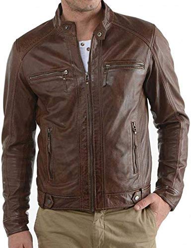 natural leather Classy Look Full Sleeves Hand Crafted Leather Jacket For Men's(ZL_LJ_25_Brown)-picture-50