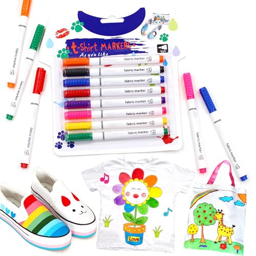 8 Colores Rotuladores Textil Permanente,Fabric Permanent Marker Pens,Marcadores Textiles Indelebles,Marcadores Textiles de Pintura Diy, Rotulador Tela Para Camisetas, Vaqueros, Bolsas de Lona
