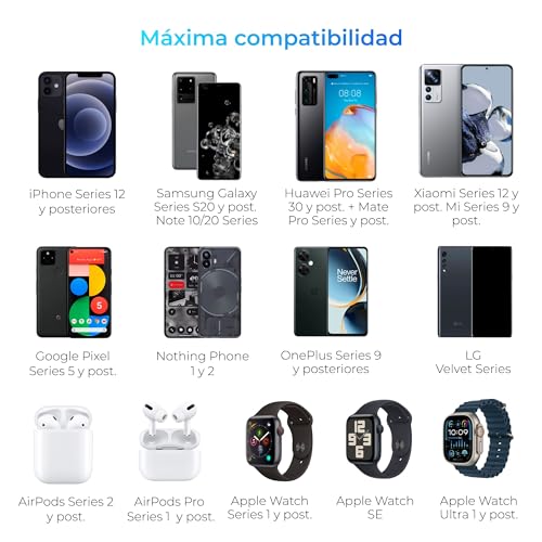 Ksix - Caricatore Wireless Da 3 In 15 W, Pieghevole, Compatibile, Ricarica Rapida, Per Telefoni Qi, Apple Watch E Airpods, Bianco - 6