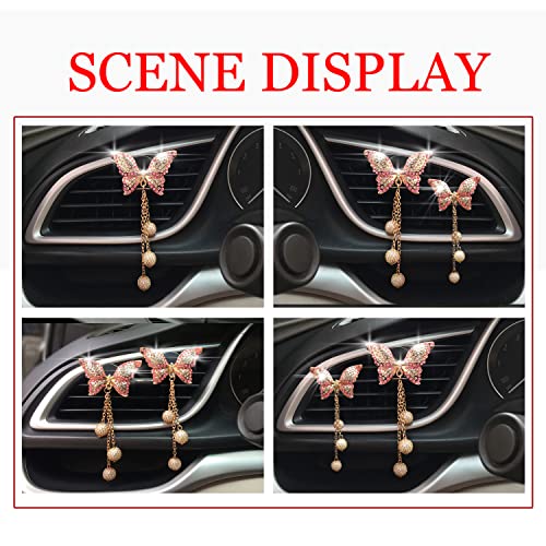 Image of Bling Butterfly Pendant Air Vent Clips, 2 Pcs Crystal Aromatherapy Air Fresheners Outlet Clips, Car Diffuser Perfume Clip for Girls Women Girl, Car Interior Diamond Decoration Rhinestone Accessories