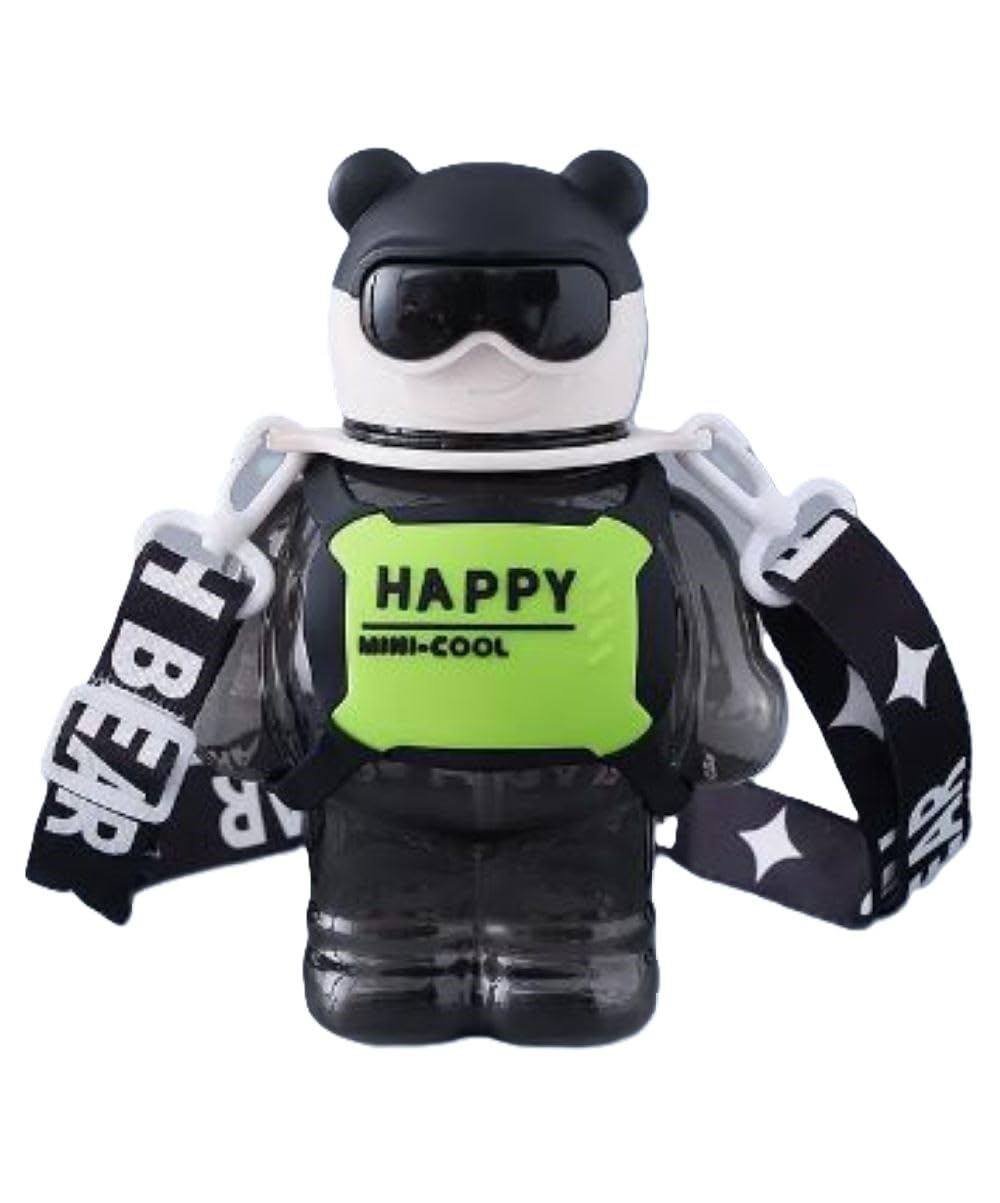 Generic Cute Bear Design Kids Water Bottle, 800 ML Anti-Leak Sipper, Perfect for Hydration, School, Sports, Playdates, Outdoor Activities, Home Use (Black)