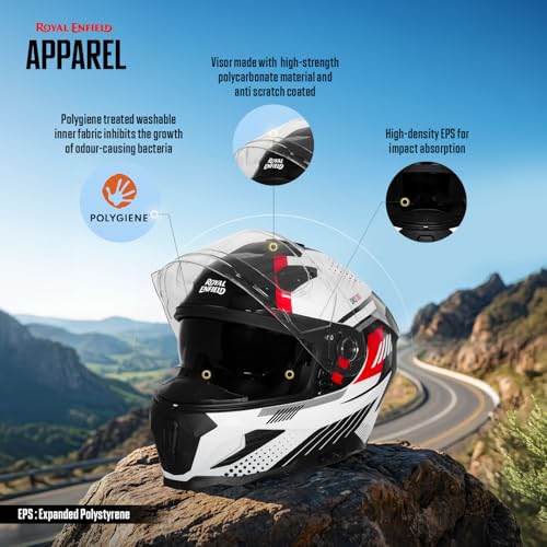 Image of Royal Enfield Velocity Full face Helmet| ISI & ECE 22.06 Certified | ABS Shell & EPS Liner | Pinlock Ready Anti-Scratch Visor | Sun Visor | Rear Spoiler | Polygiene Washable Liner | Multi Air Vents