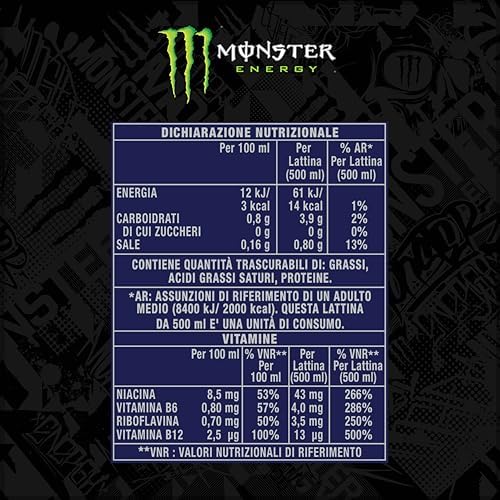 Monster Energy LH44 Lewis Hamilton– 24 Lattine da 500 ml, Energy Drink Zero Zuccheri con Caffeina, L-carnitina, Bevanda Energetica dal Gusto Morbido di Pesca, Vegan - 2