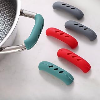 4pcs Silicone Pot Handle Covers Heat Resistant Wear Resistant 4Pc Set for Clay Pot Steamer Soup Kettle Stovetop Kitchen Use, Green