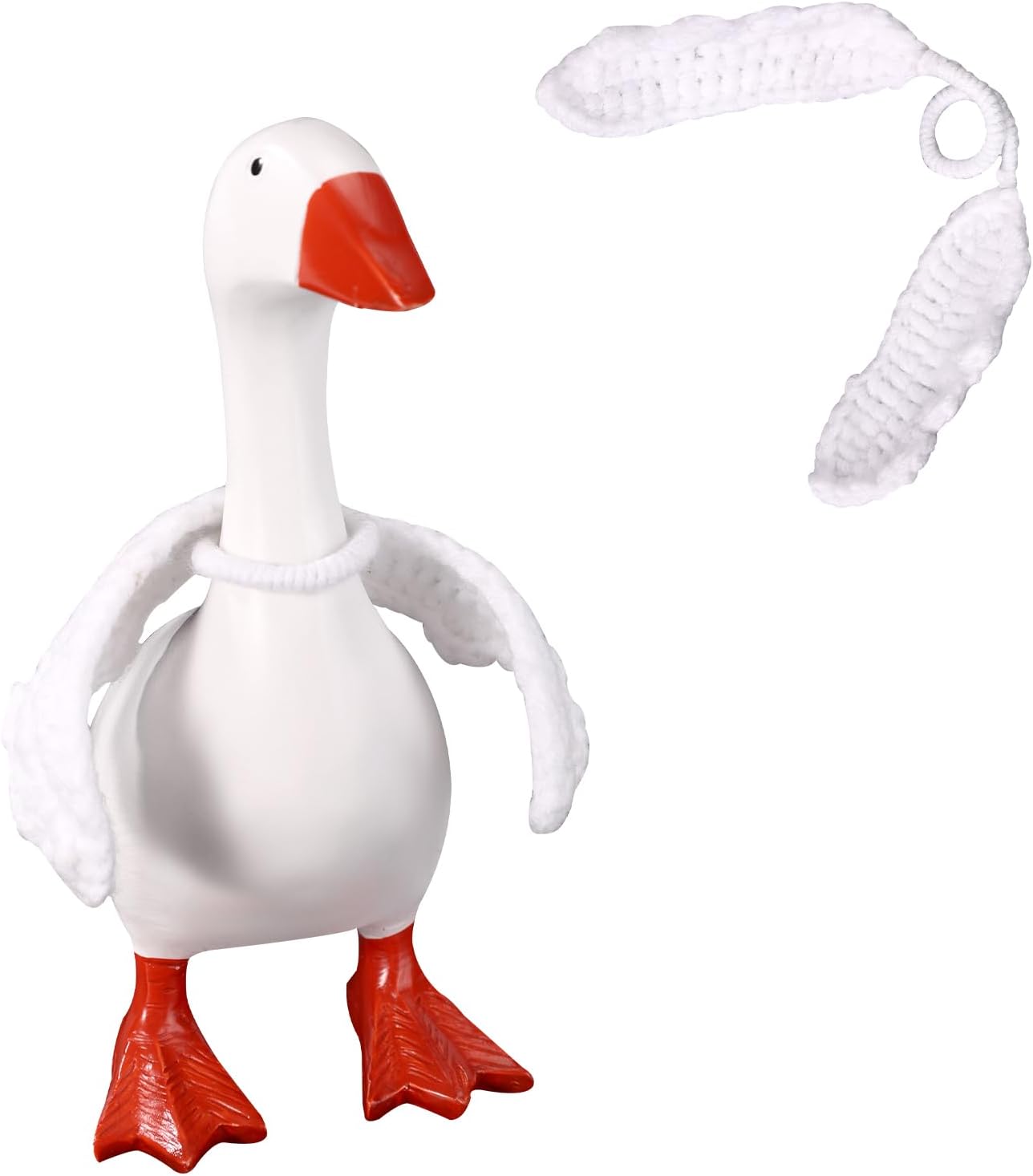 Desk Goose Wings, Adorable Desktop Goose Knitted Angel Arms Wings Funny Animal Outfit Accessories Suitable for Office Home Porch Yard Lawn Decoration (White)