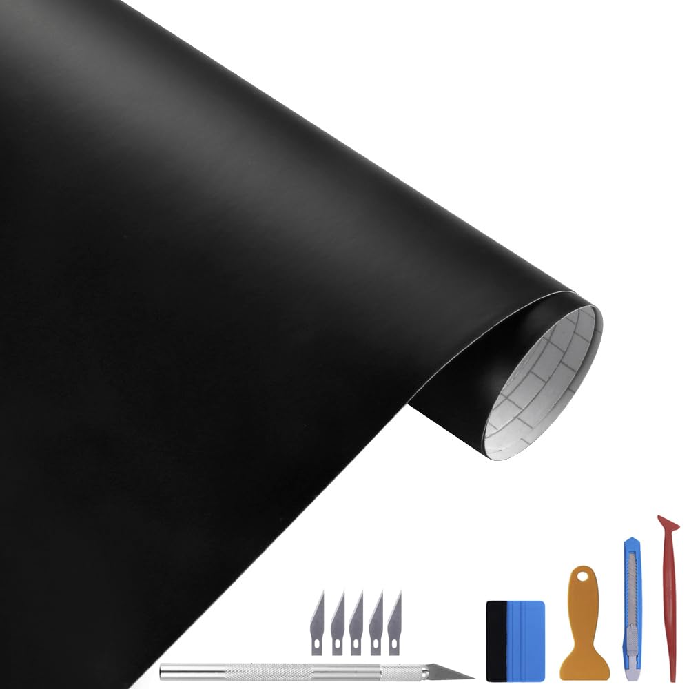 LZLRUN Matte Black Car Vinyl Wrap Film Self Adhesive Air Release 4 x 10 ft