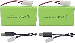 sea jump 2 peças 9,6 V 2800 mAh AA bateria recarregável com plugue Tamiya e cabo de carregamento USB para veículos de controle remoto RC, caminhões, tanques, veículos de engenharia, navios RC