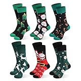 Moonlight Manor Weihnachten Socken für Männer, 6-Pack Herren Weihnachtssocken, Weihnachten Crew Socken DE Größe 37-46 (Baumwolle, Weihnachten Socken3)