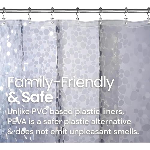 Image of Shower Curtain 7 Feet | Waterproof PVC Bathroom Curtain with 8 Rings | Transparent Stone Print Bathtub Curtain | Extra Long Bathroom Liner, Waterproof & Easy to Clean (Transparent,Pack of 2)