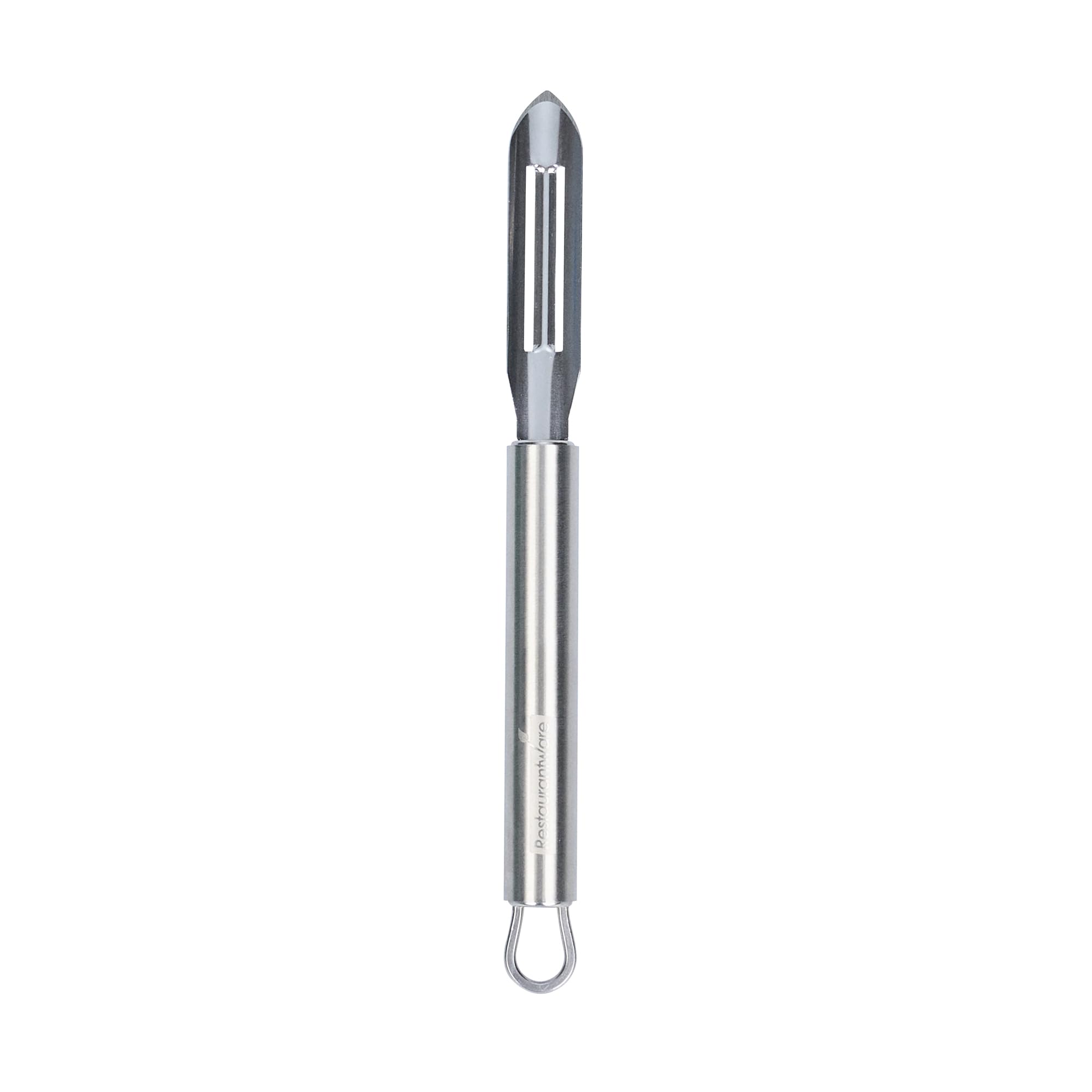 Restaurantware - Pelador de verduras estándar alemán de 7.6 pulgadas, 1 pelador de mano lavable en lavavajillas, hoja ultra afilada, mango ergonómico, pelador de patatas de acero inoxidable, para