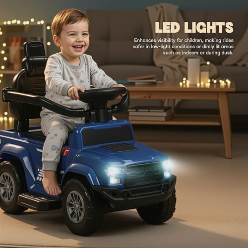 Image of Baybee Roady Pro Ride on Car for Kids | Baby Push Ride on Jeep with Parental Handle & Safety Guardrail | Rideons Toy Car with Backrest, Light & Music | Baby Ride on Cars for Kids 1-3 Years (Blue)