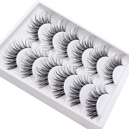 Veleasha Lashes With Clear Band Fluffy Lashes That Look Like Extensions 6 Pairs Pack Invisible False Eyelashes (12-18Mm) #TOP3