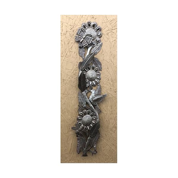   Its-Cactus-Metal-Wall-Decor-Butterflies-Birds-and-Flowers-Indoor-Outdoor-Hanging-Plaques-Handmade-in-Haiti-6-x-29-Inches-Buzzing-with-Flowers