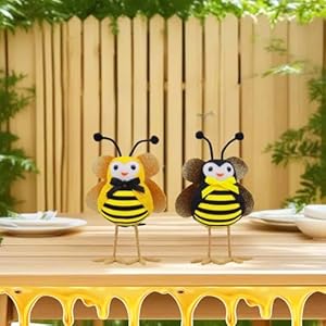 2pcs bee elements featherly friends birds decorationhoney bee decorations for home spring tabletop decor bee figurines for tiered tray farmhouse style bumblebee ornaments  urban country home decor