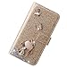 XYX Wallet Case for Samsung Galaxy S24 FE 5G 6.7 inch, Bling Glitter Fox Butterfly Diamond Luxury Flip Card Slot Girl Women Phone Case Protection Cover, Gold