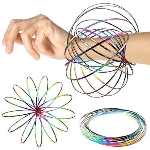 Flow Ring Spinner Ring Arm Toy - Magic Ring Game For Kids Arm Bracelet Kinetic Spiral Flow Ring Spring Toy - 3D Roll Rings Arm Slinky Metal Toy Stainless Ring - Infinity Loop Rainbow Kinetic Flow Ring #TOP19