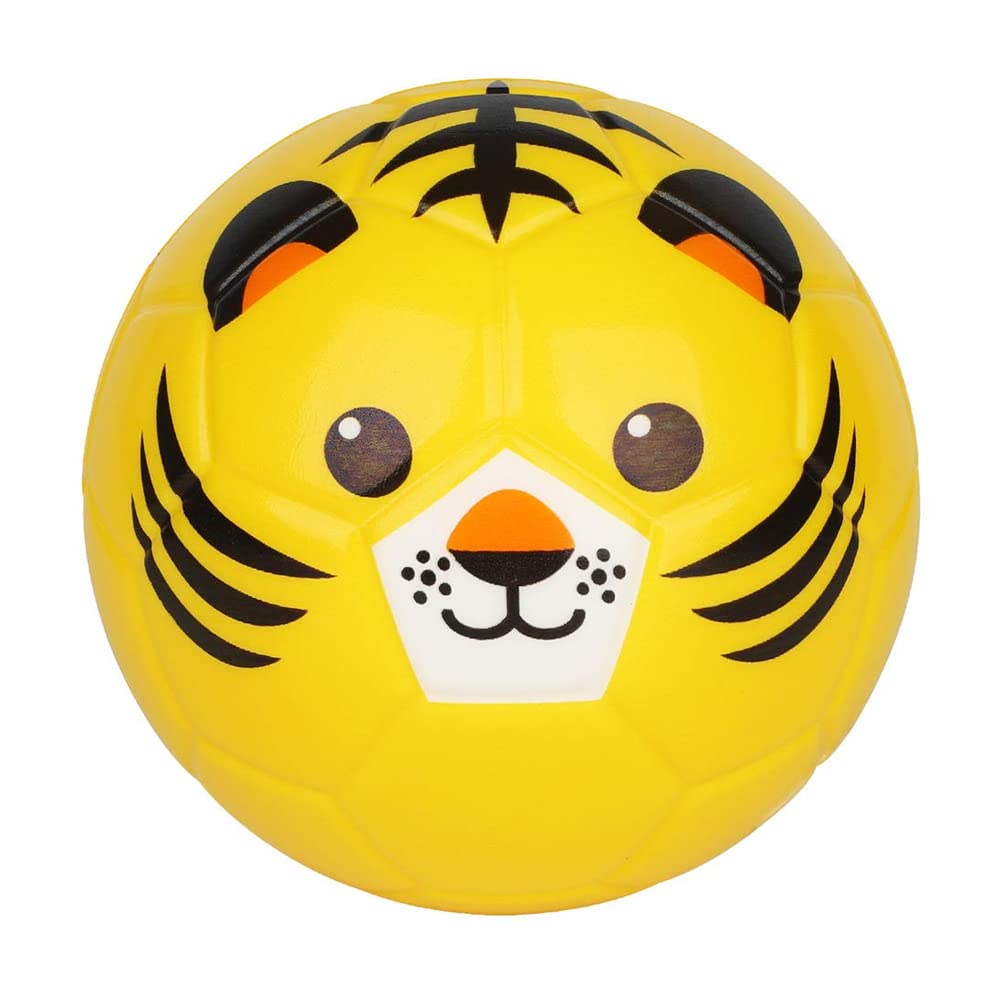 OnlineStreet Mini Football 15cm- Animal Design Kids Soft Football | Soft and Flexible | Suitable for Indoor and Outdoor | Animal Designs Lion, Tiger, Monkey and Panda Face (Mini Soccer-Tiger, 15 CM)