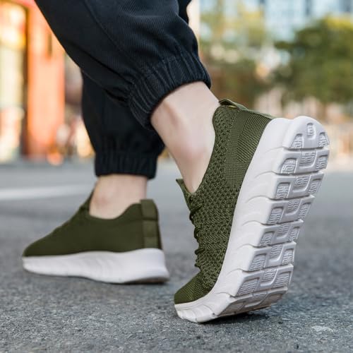 Image of Men Running Tennis Shoes Gym Fashion Sneakers Walking Workout Shoes Athletic Slip on Breathable Mesh Comfortable Lightweight Casual Sport Shoe